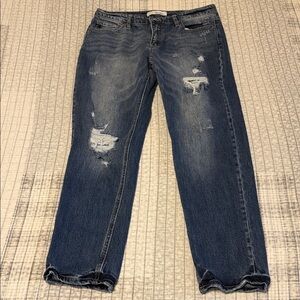 Kancan size 9/28 Aries Mid Rise Boyfriend Fit Distressed Blue Jeans
